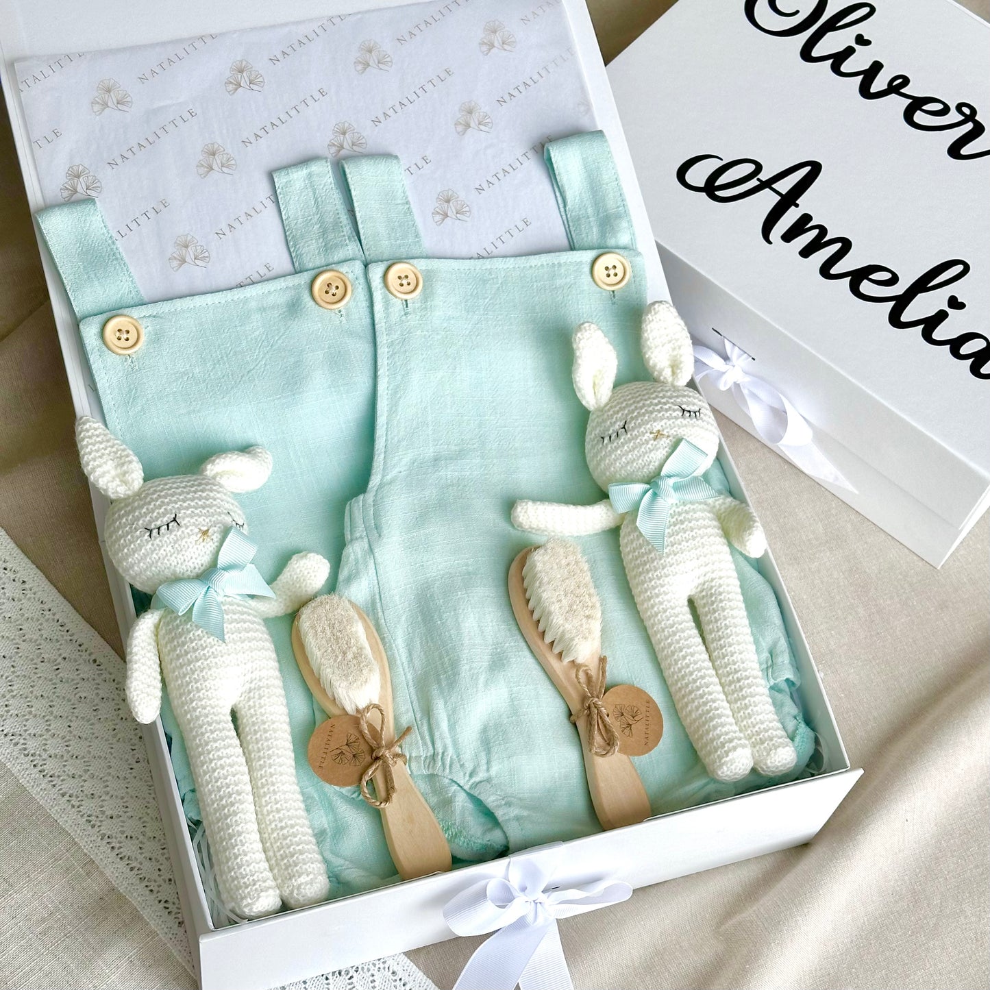 Personalized Twin Baby Boys Gift Set