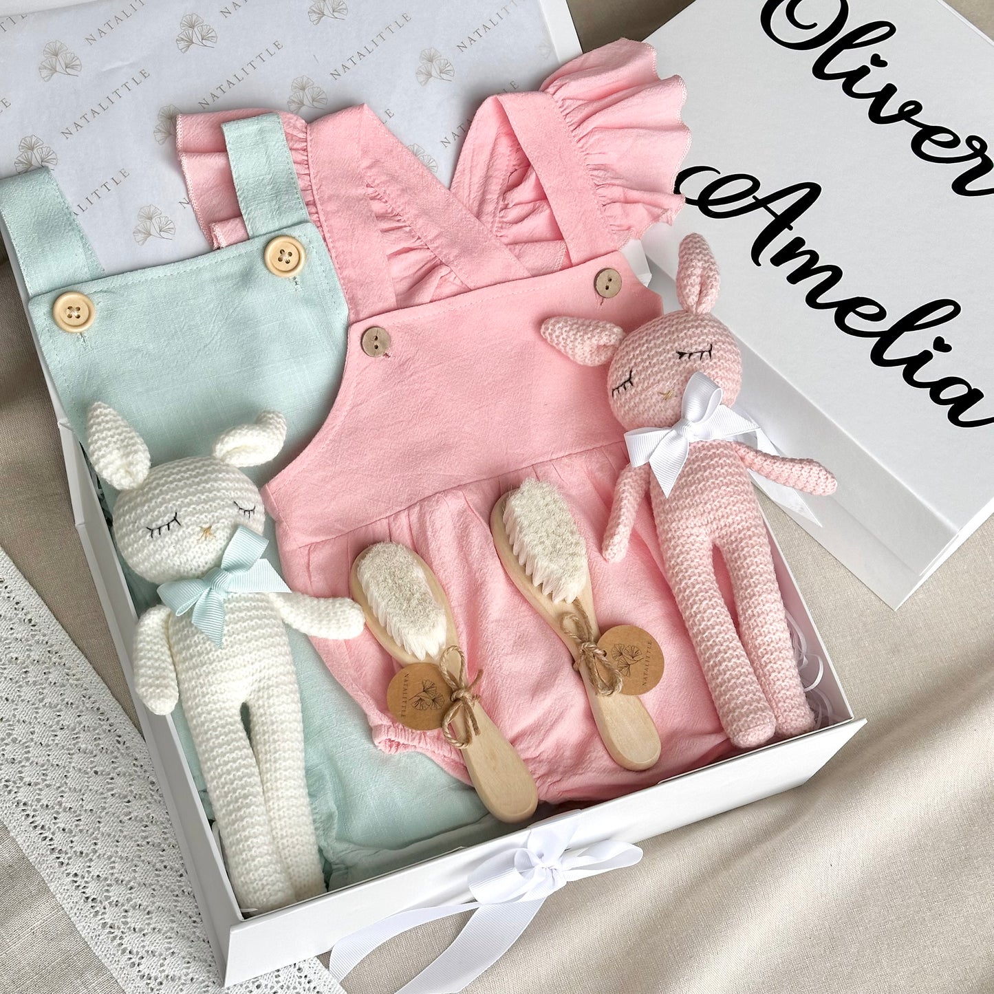 Personalized Twin Babies Gift Set (Boy and Girl)