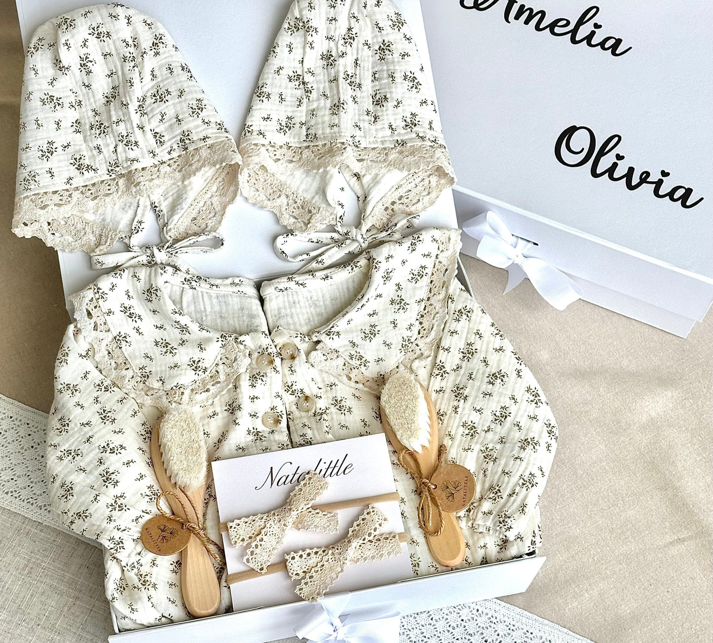 Personalized Twin Baby Girls Gift Set