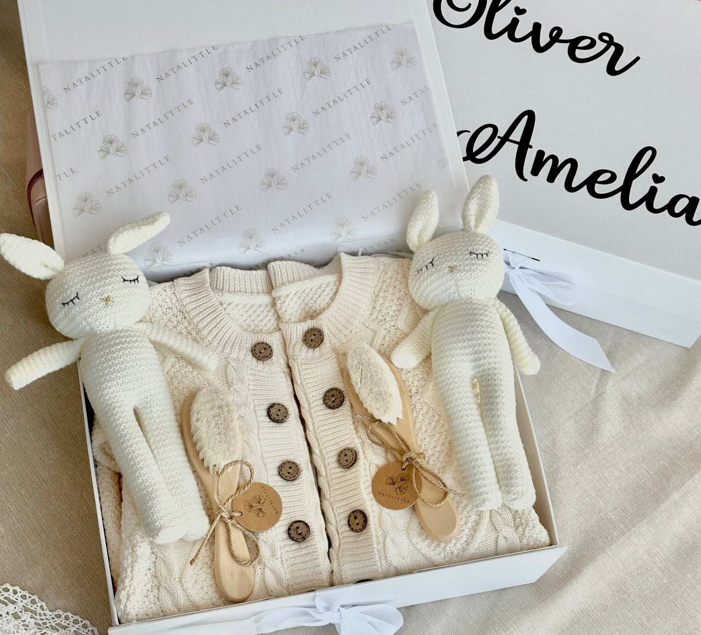 Personalized Twin Babies Gift Set